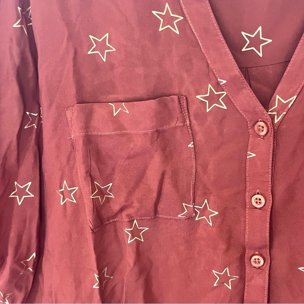 Torrid Pink Flutter Sleeve Button Down Blouse - image 4